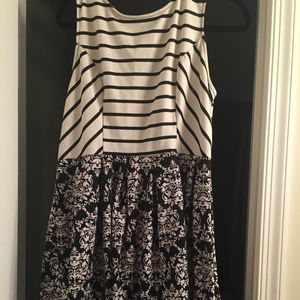 Striped + Damask Pleated Dress